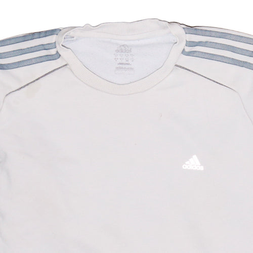 Adidas Men's White Crew Neck Long Sleeve Sports Sweatshirt Size M