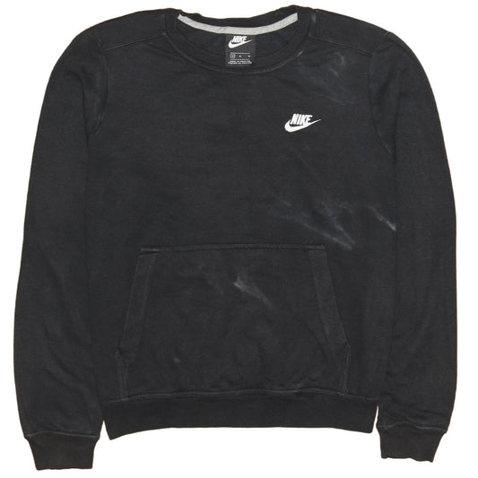 Nike Men Black Crew Neck Pullover Sweatshirt M Regular Fit