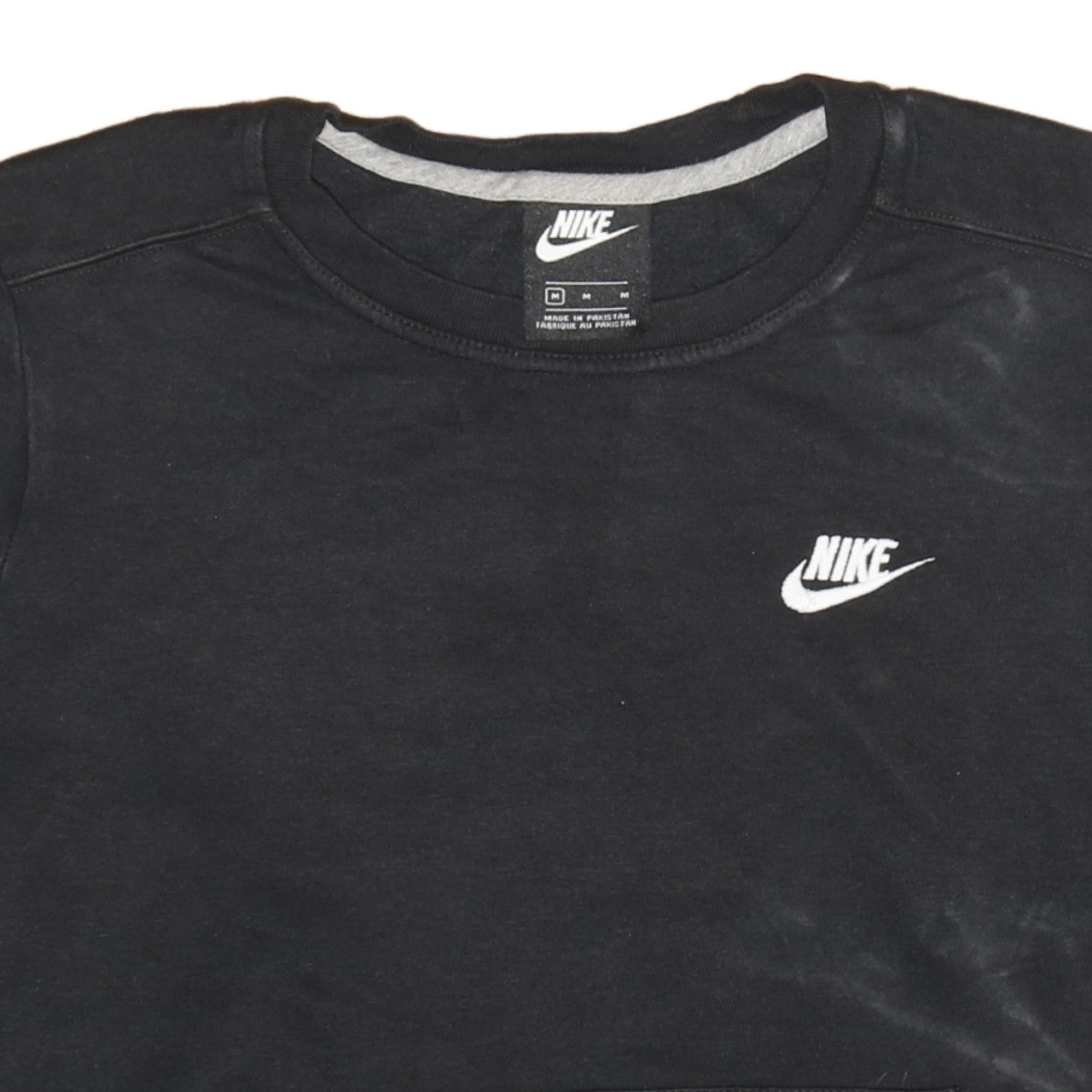 Nike Men Black Crew Neck Pullover Sweatshirt M Regular Fit