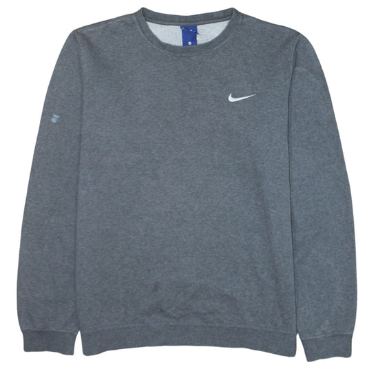 Nike Men Grey Crew Neck Logo Pullover Sweatshirt Size M