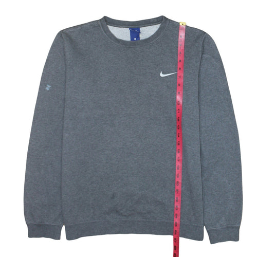 Nike Men Grey Crew Neck Logo Pullover Sweatshirt Size M