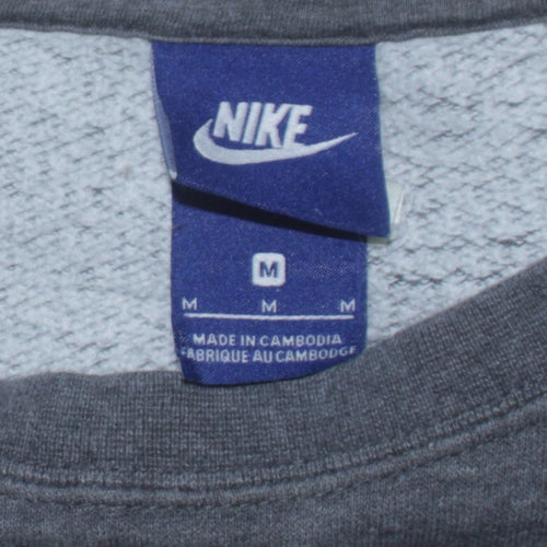 Nike Men Grey Crew Neck Logo Pullover Sweatshirt Size M
