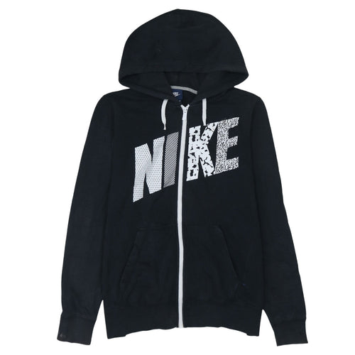 Nike Womens Black Full Zip Hoodie XL Cotton Blend Graphic Print