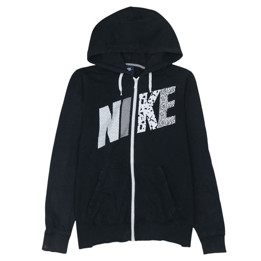 Nike Womens Black Full Zip Hoodie XL Cotton Blend Graphic Print