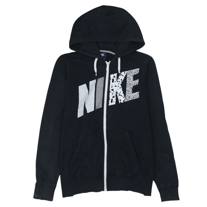 Nike Womens Black Full Zip Hoodie XL Cotton Blend Graphic Print