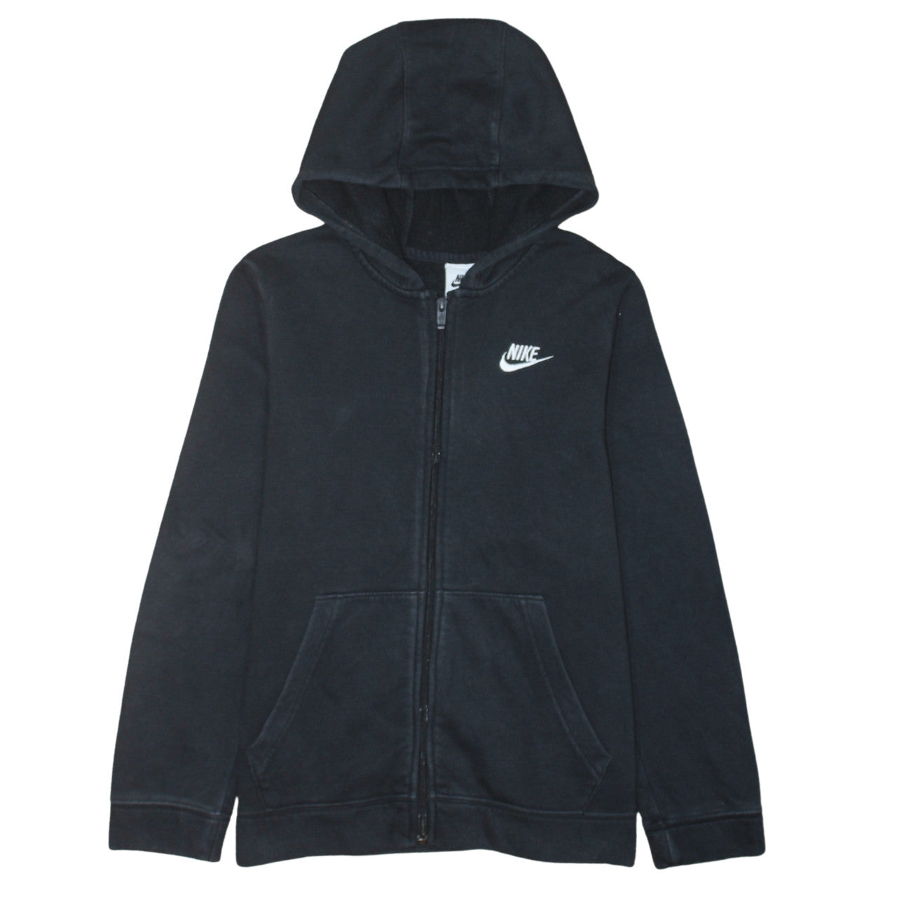 Nike Boys Black Full Zip Hoodie L 147-158cm Cotton Blend Casual