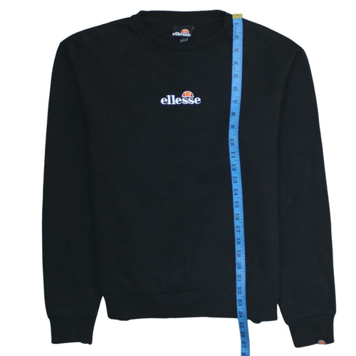 Ellesse Womens Black Crew Neck Sweatshirt UK 10 Cotton Blend Casual