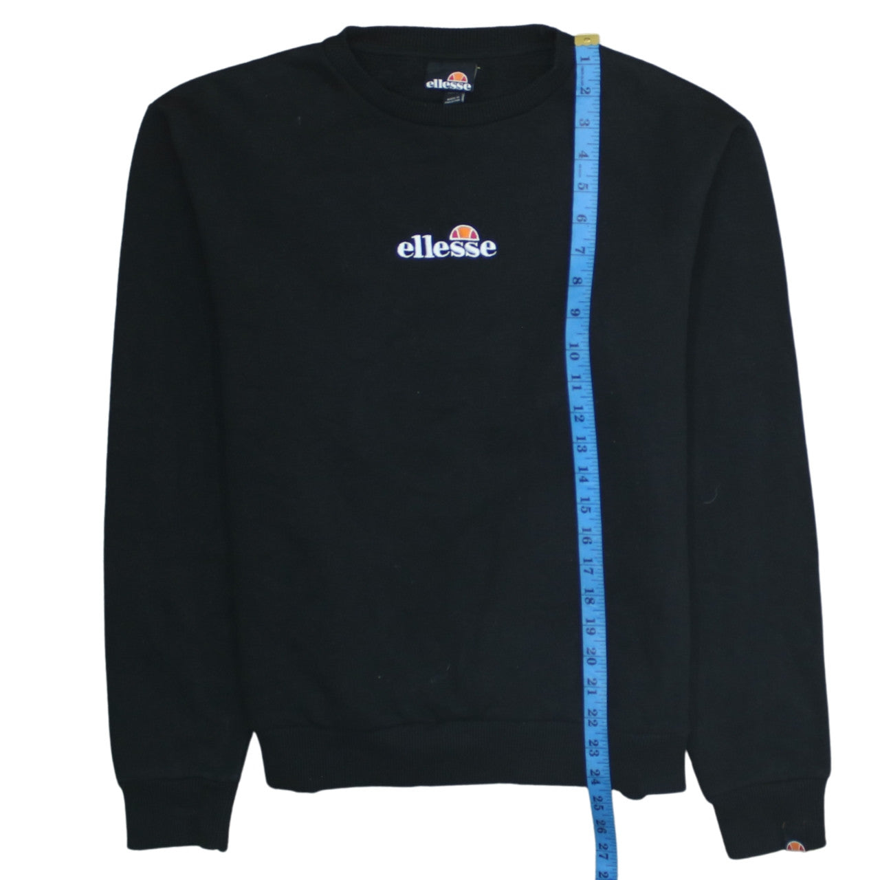 Ellesse Womens Black Crew Neck Sweatshirt UK 10 Cotton Blend Casual