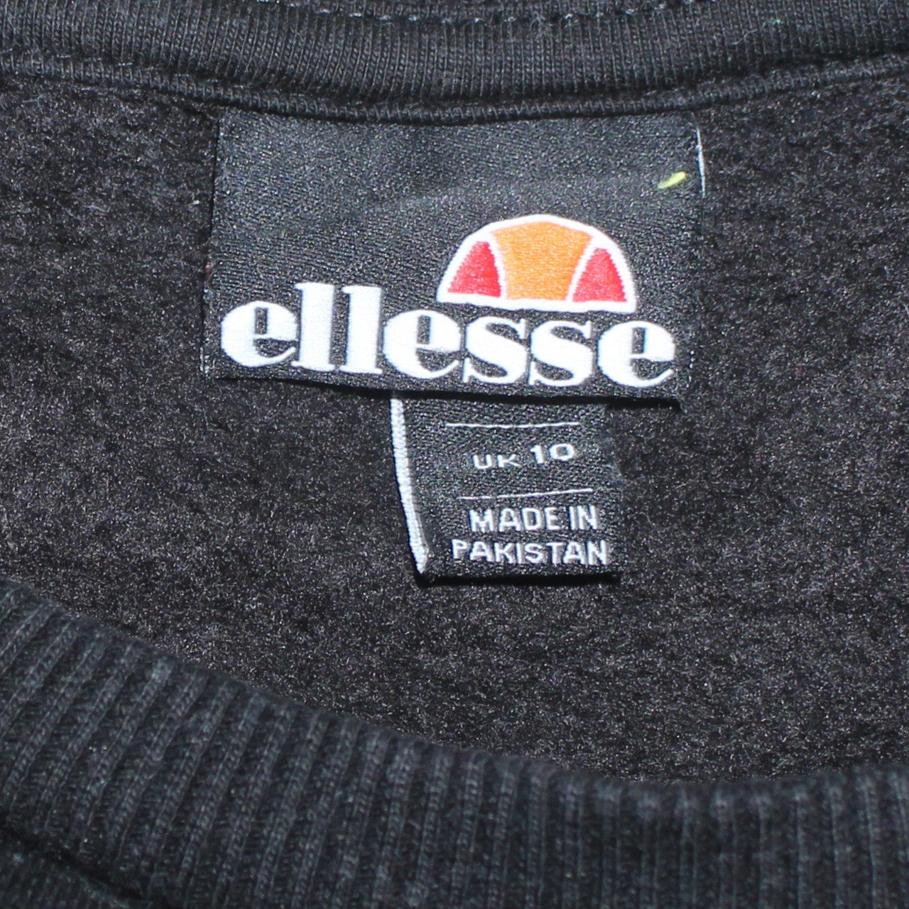 Ellesse Womens Black Crew Neck Sweatshirt UK 10 Cotton Blend Casual