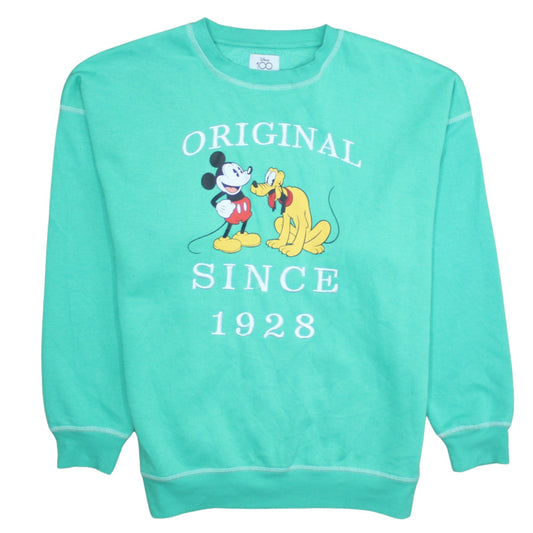 Disney at Primark Women XS Green Mickey & Pluto Pullover Sweatshirt