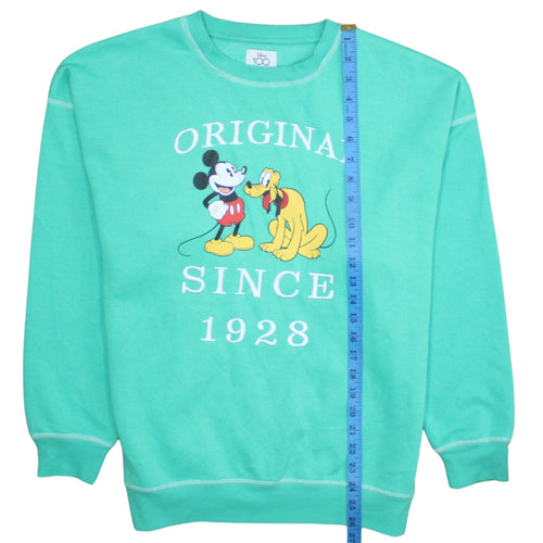 Disney at Primark Women XS Green Mickey & Pluto Pullover Sweatshirt