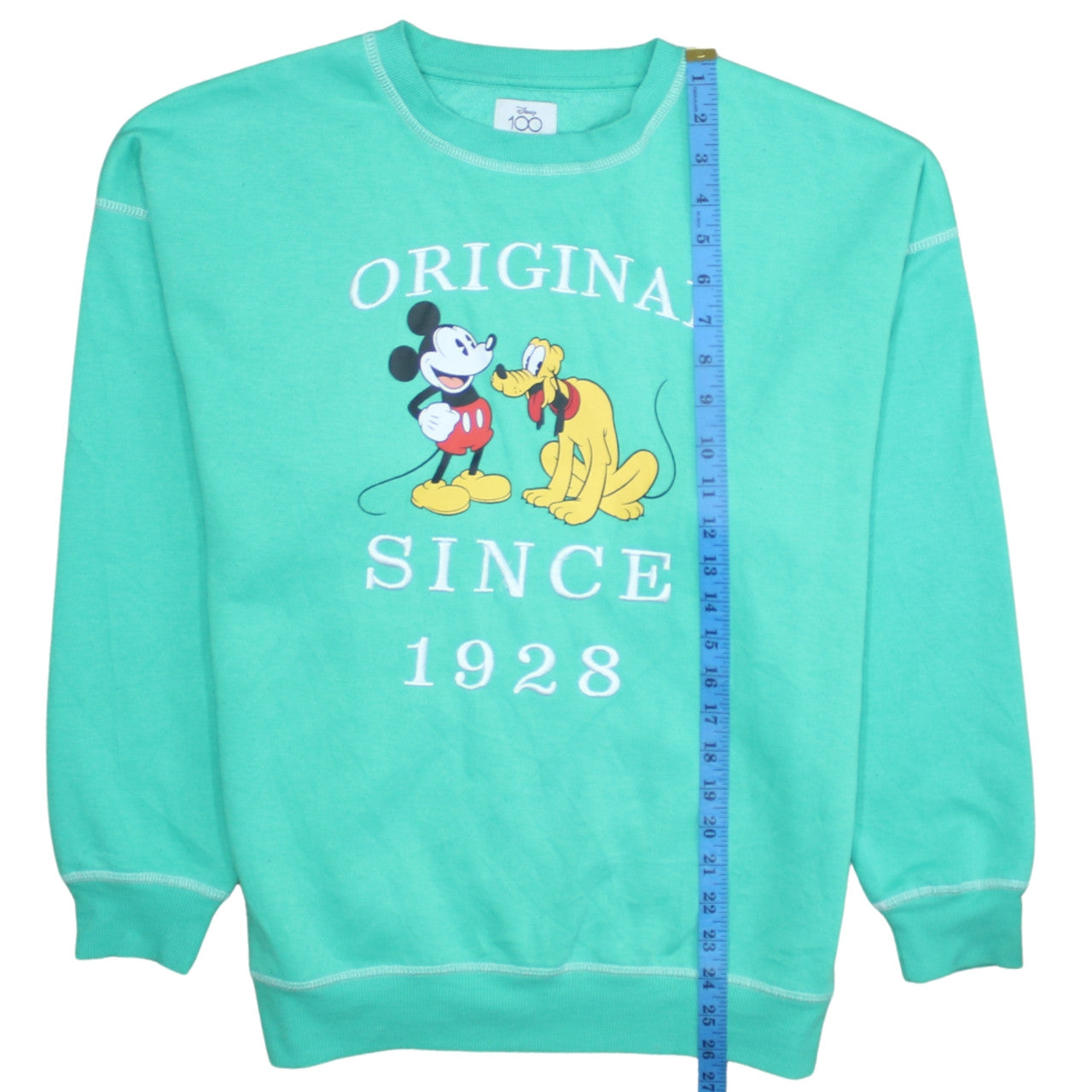 Disney at Primark Women XS Green Mickey & Pluto Pullover Sweatshirt