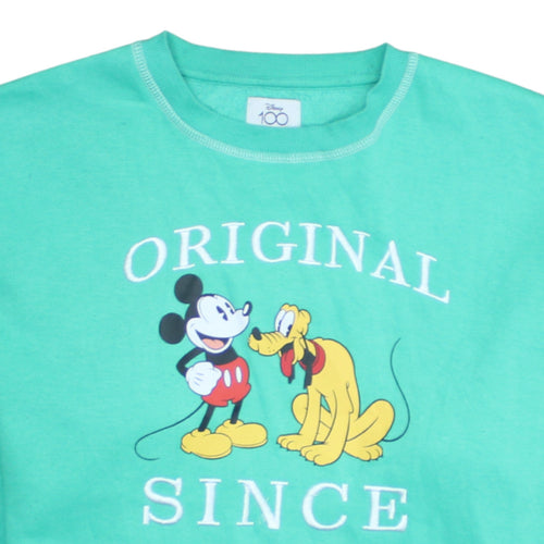 Disney at Primark Women XS Green Mickey & Pluto Pullover Sweatshirt