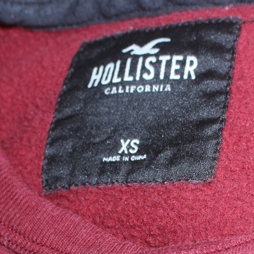 Hollister Men’s Red Crew Neck Logo Sweatshirt XS Fleece Pullover