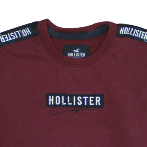 Hollister Men’s Red Crew Neck Logo Sweatshirt XS Fleece Pullover