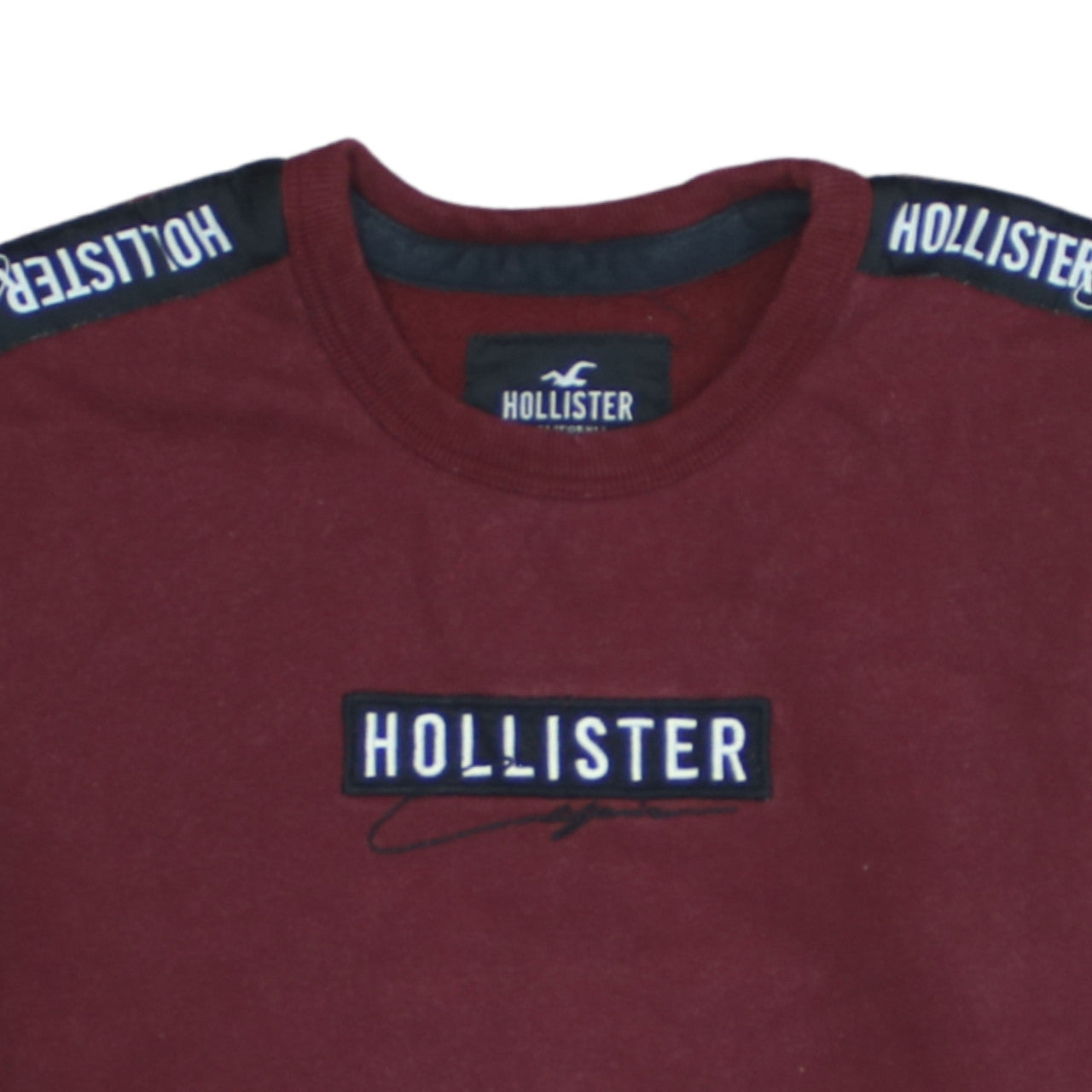 Hollister Men’s Red Crew Neck Logo Sweatshirt XS Fleece Pullover