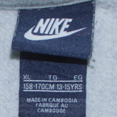 Nike Boys Grey Full Zip Hoodie XL 13-15 Years Hooded Sweatshirt