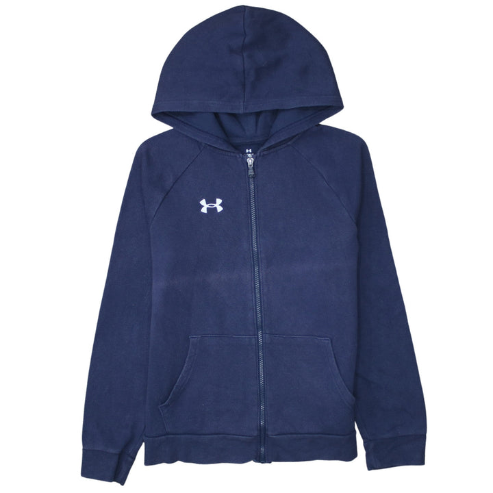 Under Armour Boys Navy Blue Full Zip Hoodie Size 158 Fleece Sweatshirt