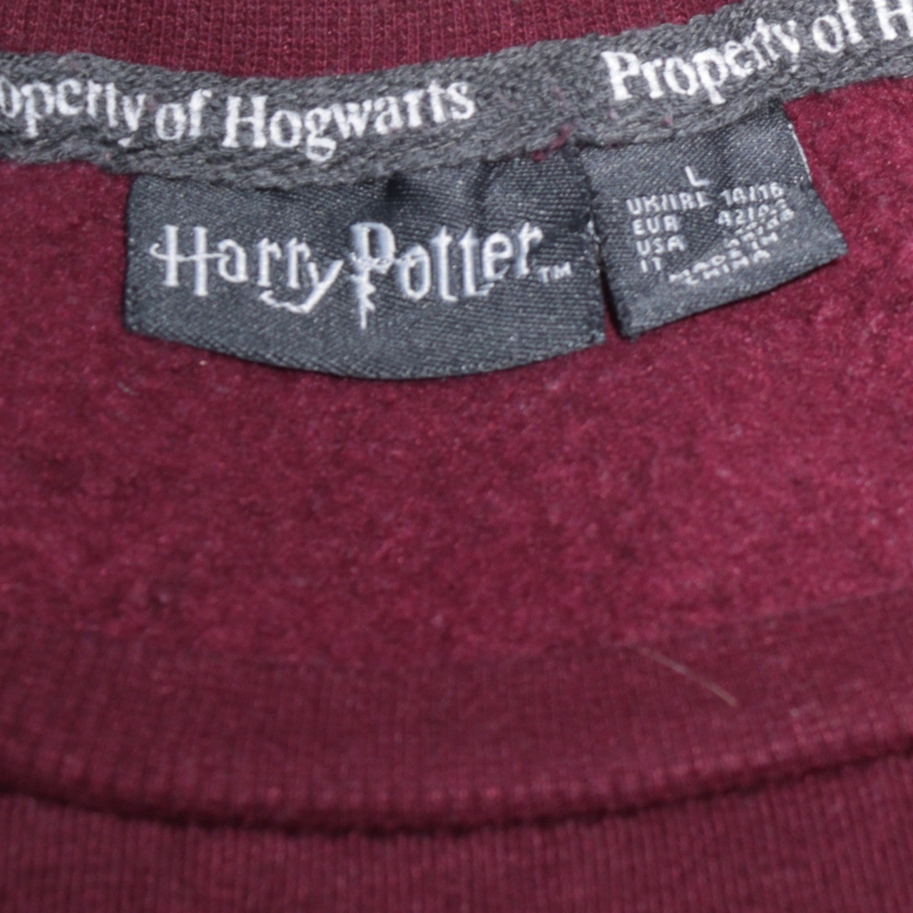 Primark Women Burgundy Harry Potter Graphic Pullover Sweatshirt L 14/16