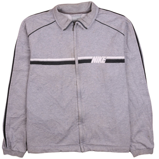 Nike Men's Grey Full Zip Collared Sweatshirt Size M