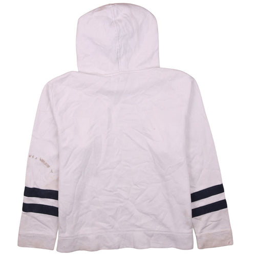 Nautica Men's White Pullover Hoodie L Stripe Sleeve Cotton Blend
