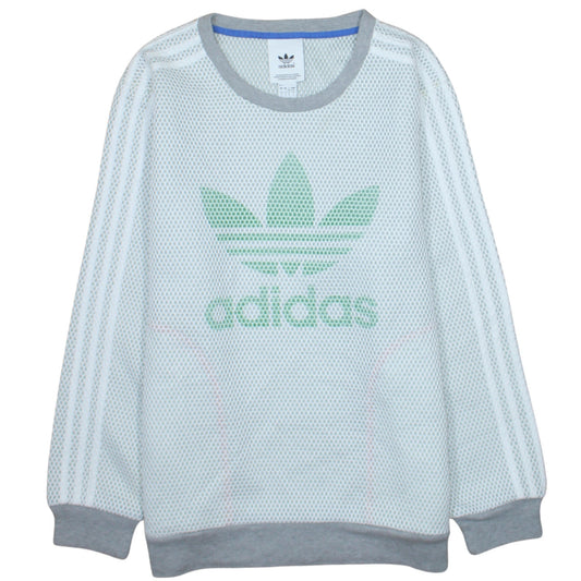 Adidas Men's White Mesh Logo Pullover Sweatshirt Size L