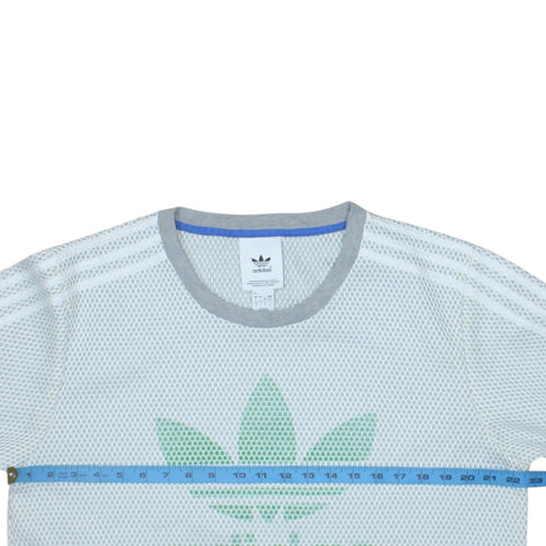Adidas Men's White Mesh Logo Pullover Sweatshirt Size L