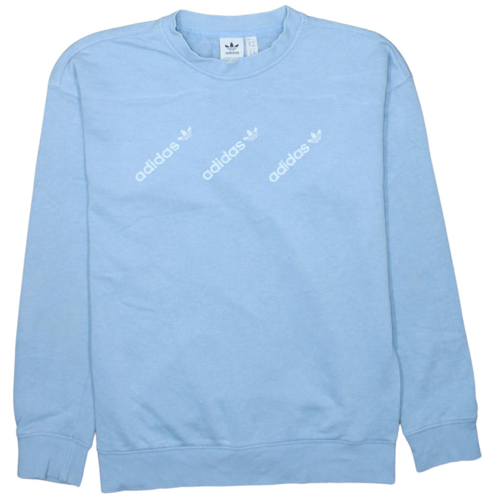 Adidas Women’s Blue Crew Neck Logo Pullover Sweatshirt Size 8