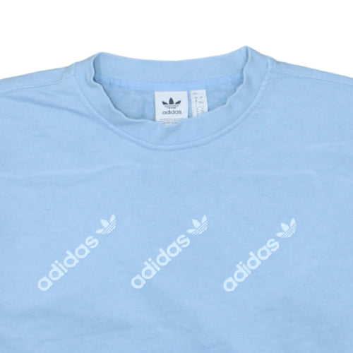 Adidas Women’s Blue Crew Neck Logo Pullover Sweatshirt Size 8