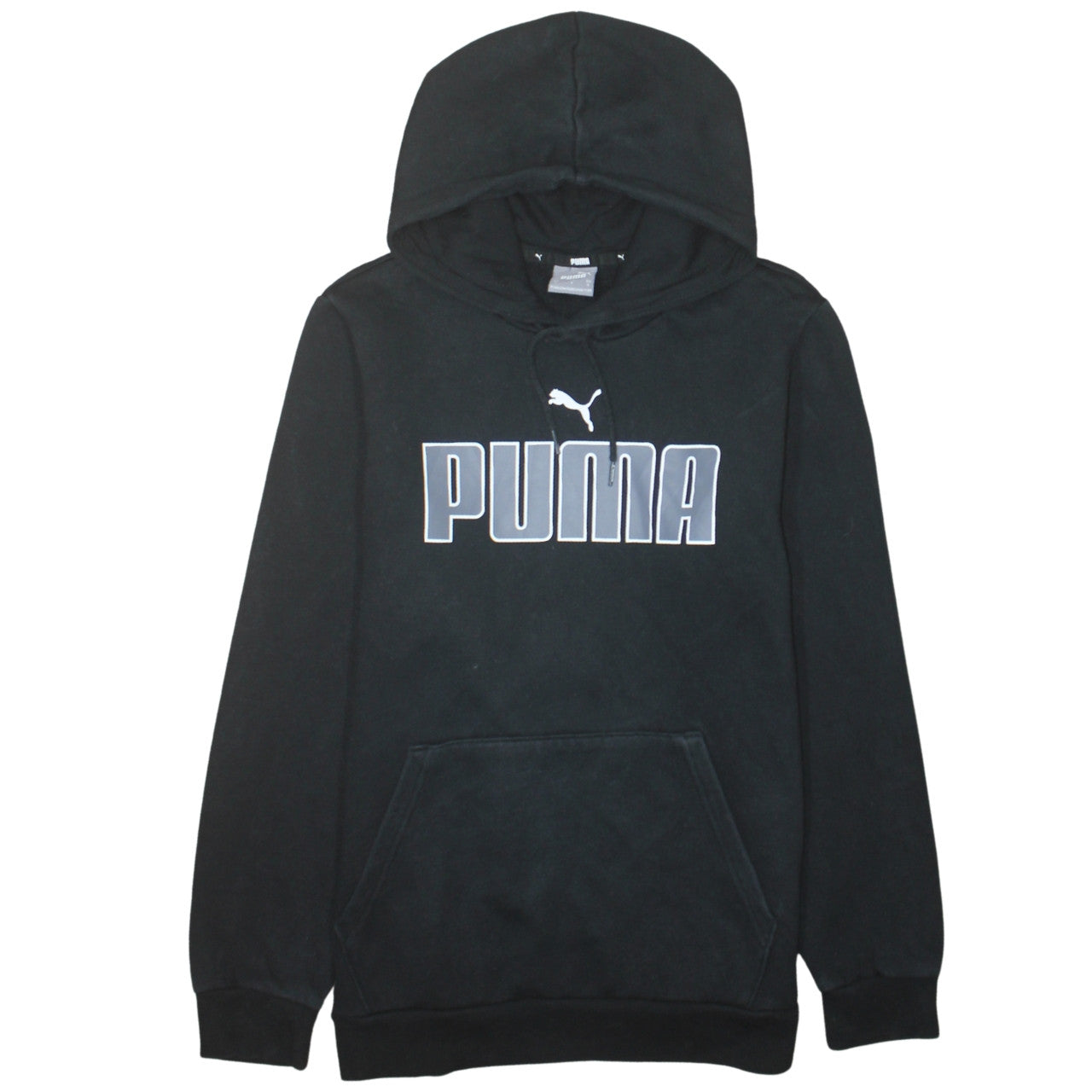 Puma Men's Black Small Pullover Hoodie with Logo Fleece
