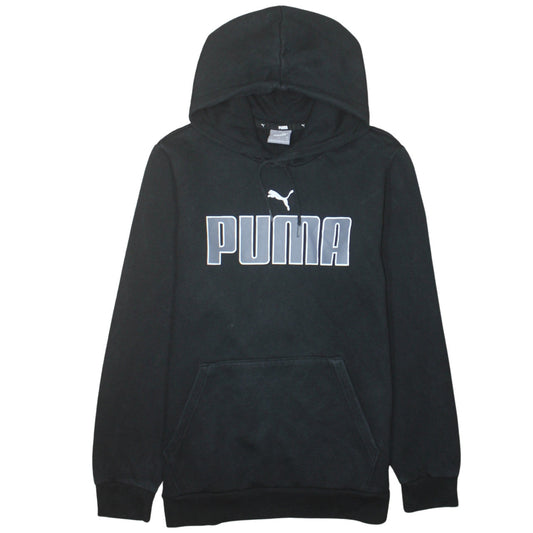 Puma Men's Black Small Pullover Hoodie with Logo Fleece