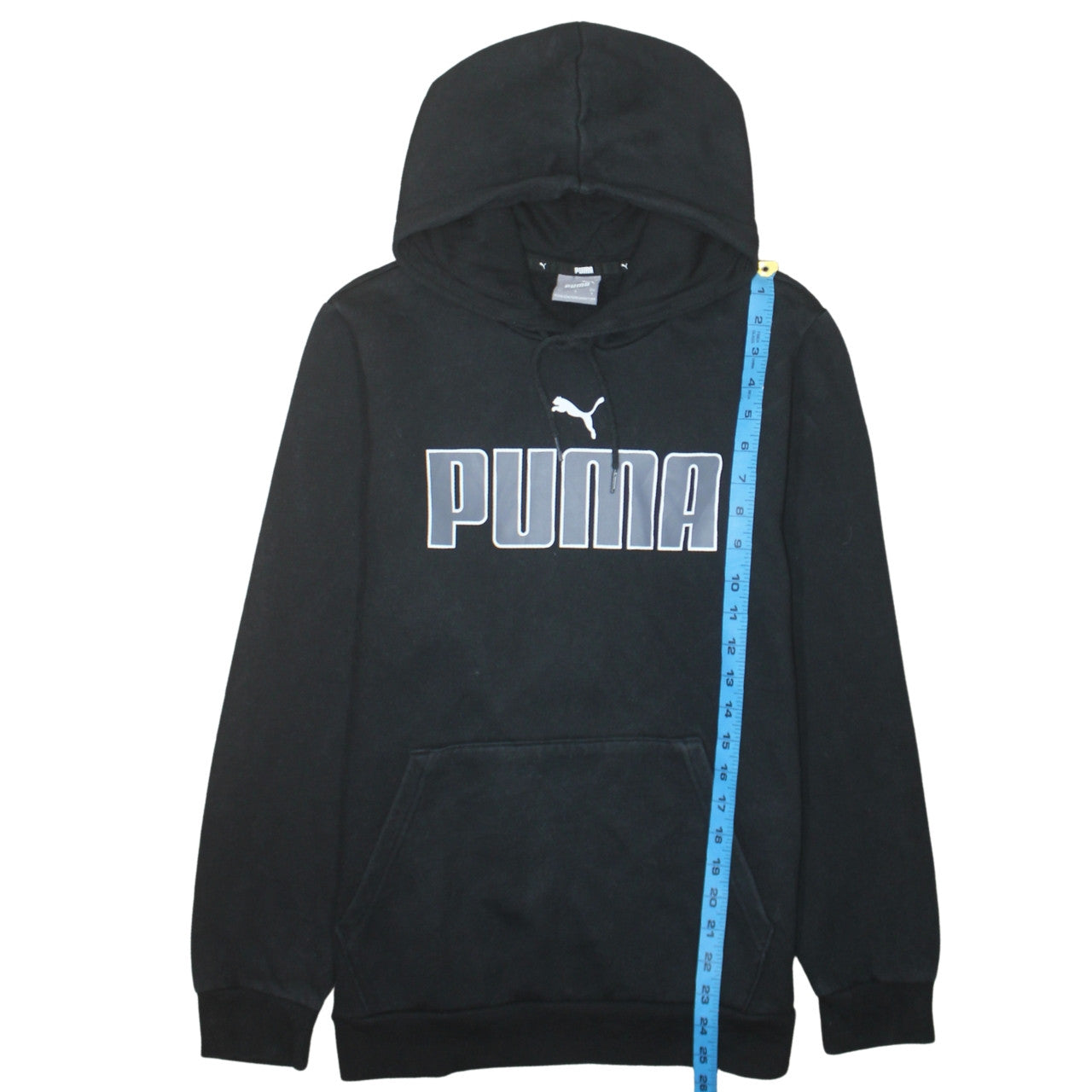 Puma Men's Black Small Pullover Hoodie with Logo Fleece