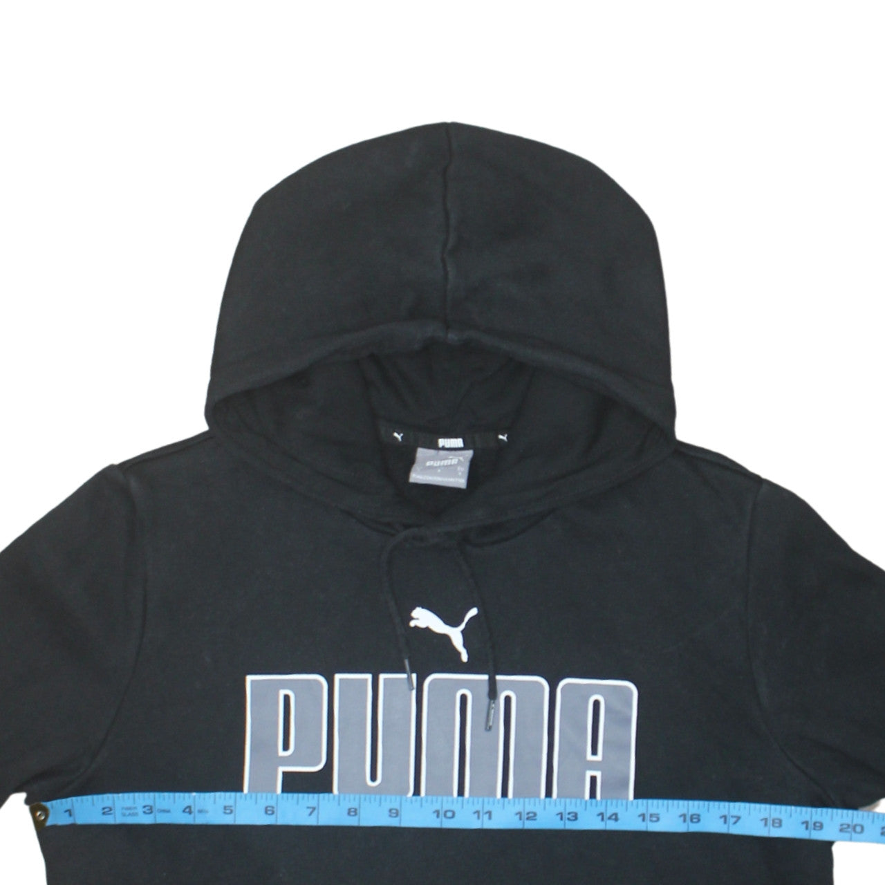 Puma Men's Black Small Pullover Hoodie with Logo Fleece