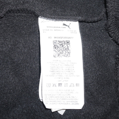 Puma Men's Black Small Pullover Hoodie with Logo Fleece