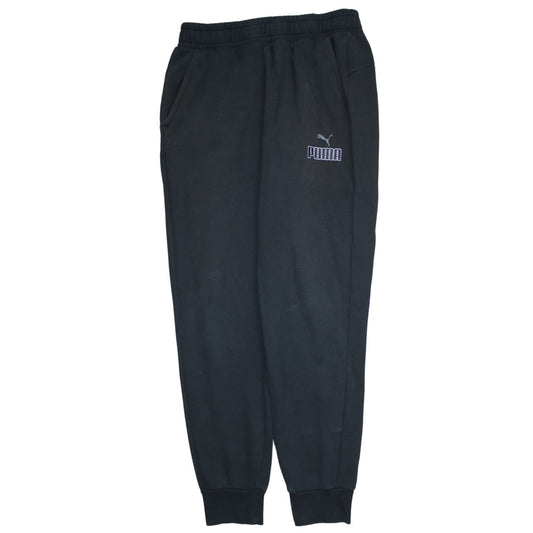 Puma Men's Black Jogger Trousers Size M Regular Fit Fleece
