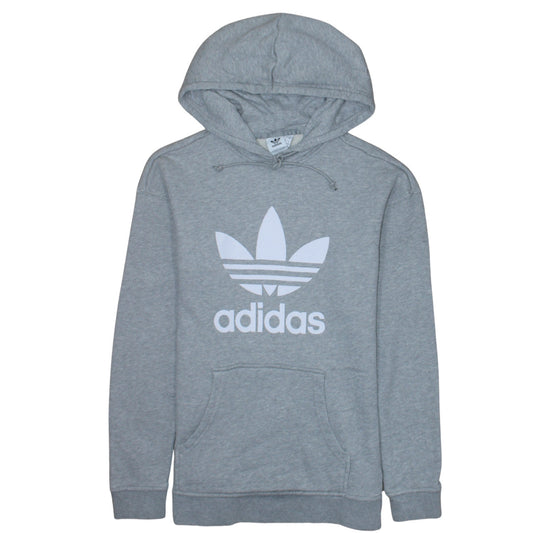 Adidas Women Grey Pullover Hoodie Size 4 Logo Print Hooded Sweatshirt