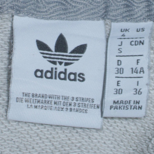 Adidas Women Grey Pullover Hoodie Size 4 Logo Print Hooded Sweatshirt