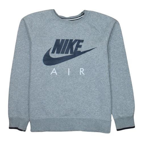 Nike Men's Grey Air Logo Crew Neck Pullover Sweatshirt Size S