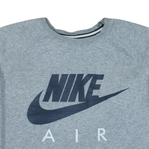 Nike Men's Grey Air Logo Crew Neck Pullover Sweatshirt Size S