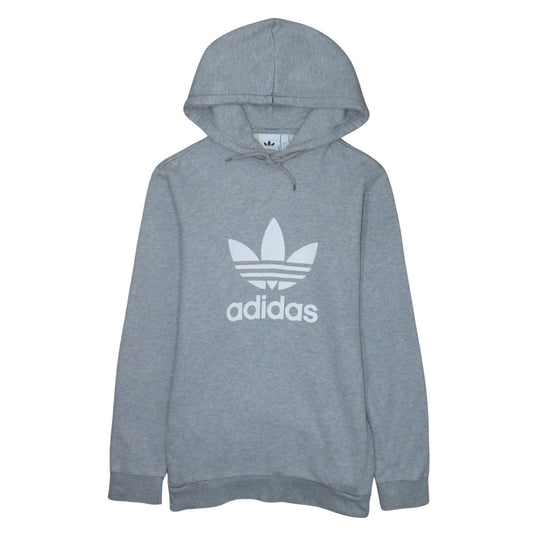 Adidas Men's Grey Pullover Hoodie Small Logo Sports Fleece Sweatshirt