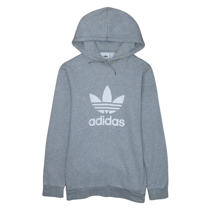 Adidas Men's Grey Pullover Hoodie Small Logo Sports Fleece Sweatshirt