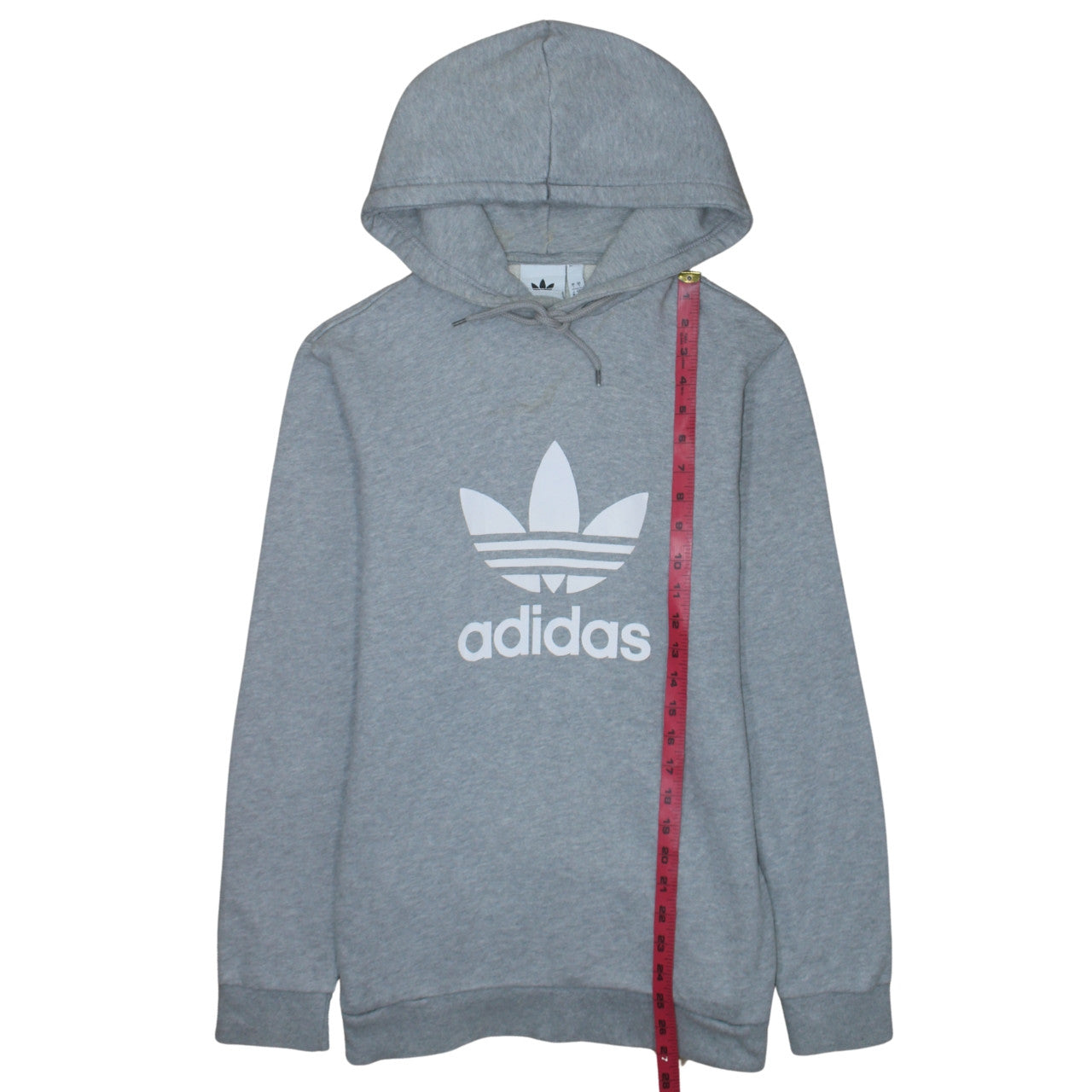 Adidas Men's Grey Pullover Hoodie Small Logo Sports Fleece Sweatshirt