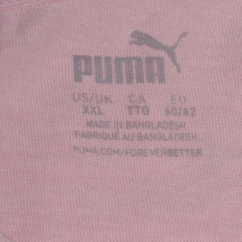 Puma Men's Pink Logo Crew Neck 2XL Short Sleeve Sports T-Shirt