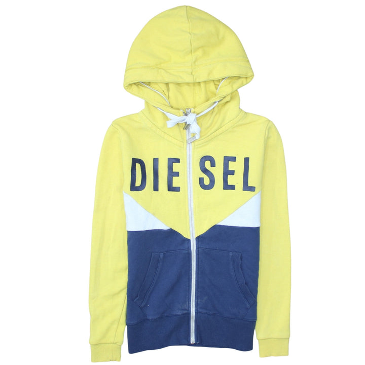 Diesel Teens Yellow XS Full Zip Hooded Sweatshirt with Logo