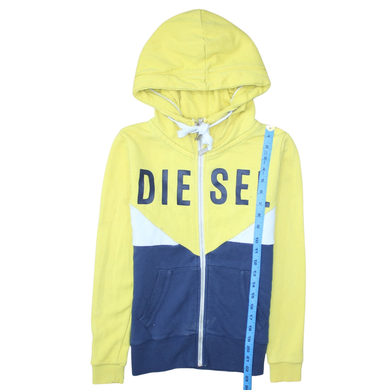 Diesel Teens Yellow XS Full Zip Hooded Sweatshirt with Logo
