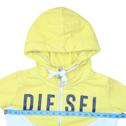Diesel Teens Yellow XS Full Zip Hooded Sweatshirt with Logo