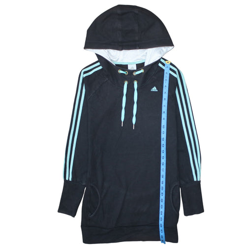 Adidas Womens Black Hoodie Size 12 Pullover Hooded Sports Sweatshirt