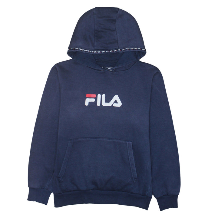 FILA Boys Navy Blue Pullover Hoodie 13-15 Years Logo Cotton Blend