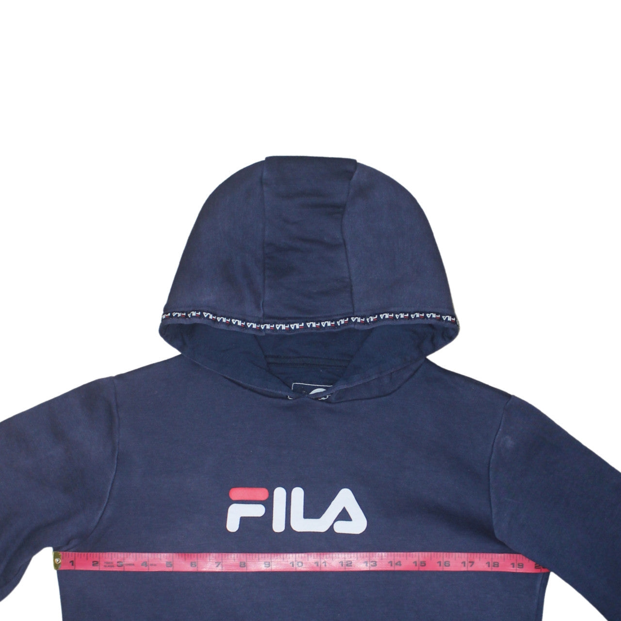 FILA Boys Navy Blue Pullover Hoodie 13-15 Years Logo Cotton Blend