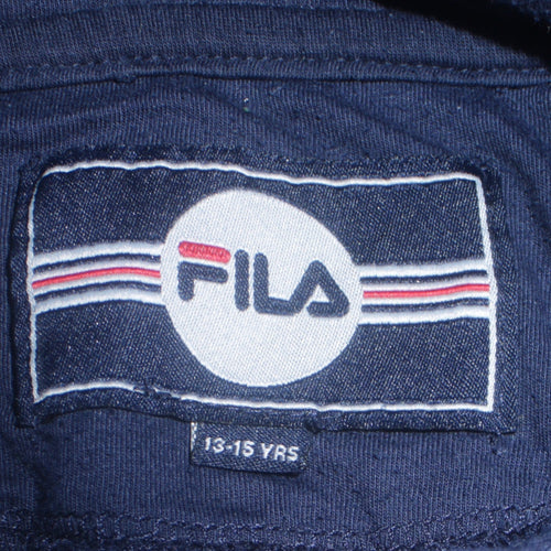 FILA Boys Navy Blue Pullover Hoodie 13-15 Years Logo Cotton Blend
